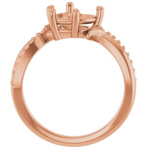14K Rose Gold 8x8 mm Heart Ring Mounting – image 4