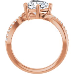 18K Rose Gold 8x8 mm Heart Ring Mounting – image 3