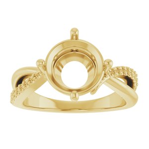 18K Yellow Gold 9.4 mm Round Ring Mounting – image 6