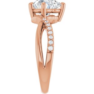 14K Rose Gold 8x8 mm Heart Ring Mounting – image 7