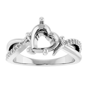 Platinum 8x8 mm Heart Ring Mounting – image 6