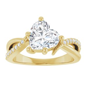 18K Yellow Gold 8x8 mm Heart Ring Mounting – image 5