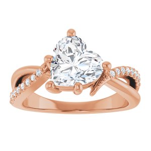 14K Rose Gold 8x8 mm Heart Ring Mounting – image 5