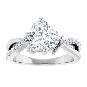 14K White Gold 8x8 mm Heart Ring Mounting – image 5
