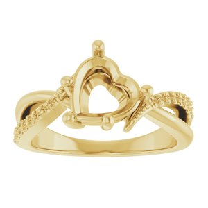 14K Yellow Gold 8x8 mm Heart Ring Mounting – image 6