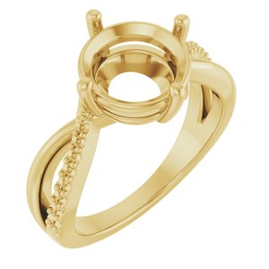 18K Yellow Gold 9.4 mm Round Ring Mounting – image 2