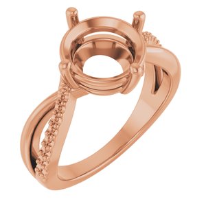 18K Rose Gold 9.4 mm Round Ring Mounting – image 2