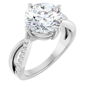 10K White Gold 9.4 mm Round Ring Mounting