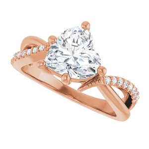 18K Rose Gold 8x8 mm Heart Ring Mounting – image 8