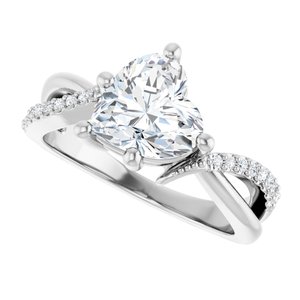 10K White Gold 8x8 mm Heart Ring Mounting – image 8