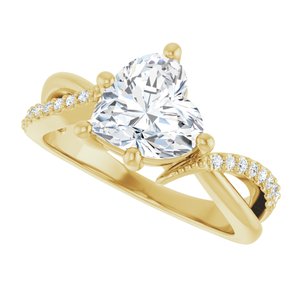 14K Yellow Gold 8x8 mm Heart Ring Mounting – image 8