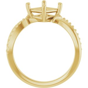 10K Yellow Gold 6x6 mm Square Ring Mounting – image 4