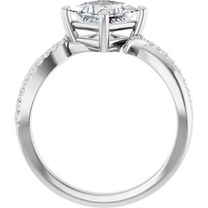 14K White Gold 6x6 mm Square Ring Mounting – image 3