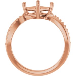 14K Rose Gold 6x6 mm Square Ring Mounting – image 4
