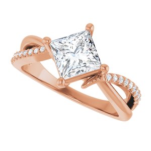 14K Rose Gold 6x6 mm Square Ring Mounting – image 8