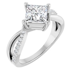 14K White Gold 6x6 mm Square Ring Mounting