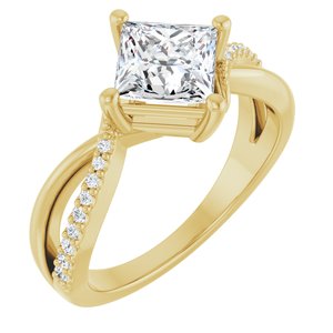 18K Yellow Gold 6x6 mm Square Ring Mounting