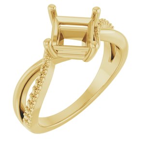 14K Yellow Gold 6x6 mm Square Ring Mounting – image 2