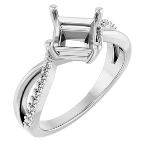 14K White Gold 6x6 mm Square Ring Mounting – image 2