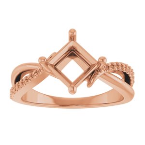 10K Rose Gold 6x6 mm Square Ring Mounting – image 6