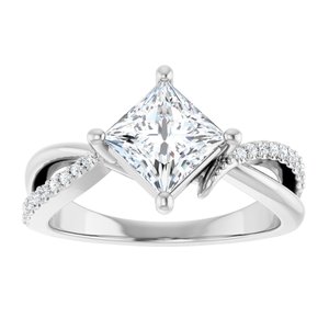 18K White Gold 6x6 mm Square Ring Mounting – image 5