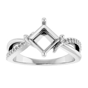 18K White Gold 6x6 mm Square Ring Mounting – image 6