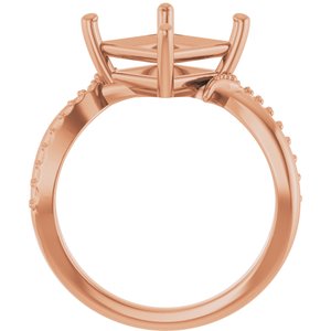 14K Rose Gold 8x8 mm Square Ring Mounting – image 4