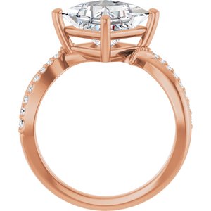 14K Rose Gold 8x8 mm Square Ring Mounting – image 3