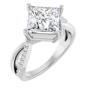18K White Gold 8x8 mm Square Ring Mounting