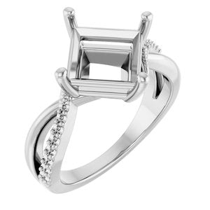 10K White Gold 8x8 mm Square Ring Mounting – image 2