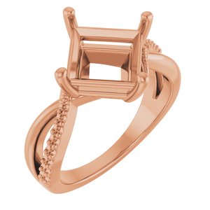 14K Rose Gold 8x8 mm Square Ring Mounting – image 2