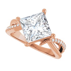 14K Rose Gold 8x8 mm Square Ring Mounting – image 8
