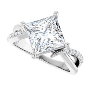 18K White Gold 8x8 mm Square Ring Mounting – image 8