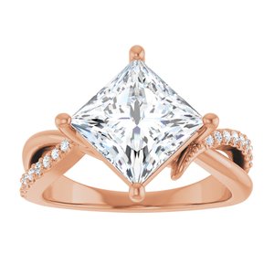 14K Rose Gold 8x8 mm Square Ring Mounting – image 5