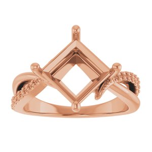 14K Rose Gold 8x8 mm Square Ring Mounting – image 6