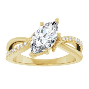 10K Yellow Gold 10.5x5.5 mm Marquise Ring Mounting – image 5
