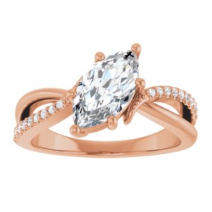 18K Rose Gold 10.5x5.5 mm Marquise Ring Mounting – image 5