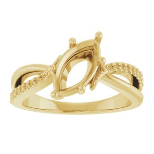 10K Yellow Gold 10.5x5.5 mm Marquise Ring Mounting – image 6