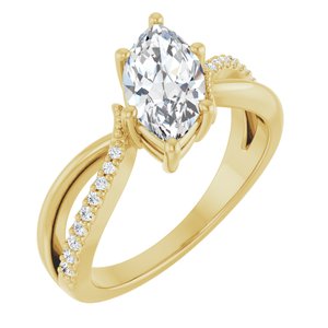 10K Yellow Gold 10.5x5.5 mm Marquise Ring Mounting