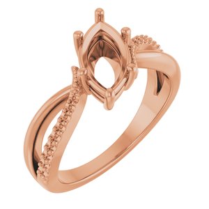 14K Rose Gold 10.5x5.5 mm Marquise Ring Mounting – image 2