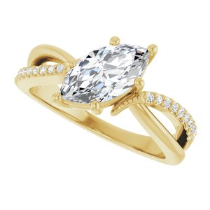 14K Yellow Gold 10.5x5.5 mm Marquise Ring Mounting – image 8