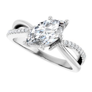 14K White Gold 10.5x5.5 mm Marquise Ring Mounting – image 8