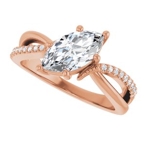 14K Rose Gold 10.5x5.5 mm Marquise Ring Mounting – image 8