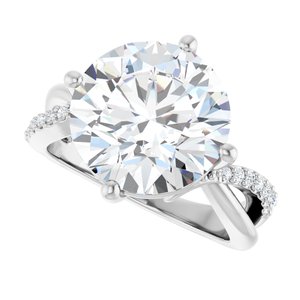 14K White Gold 12 mm Round Ring Mounting – image 8