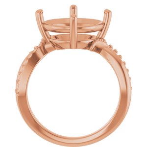 18K Rose Gold 12 mm Round Ring Mounting – image 4
