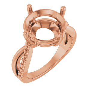 14K Rose Gold 12 mm Round Ring Mounting – image 2