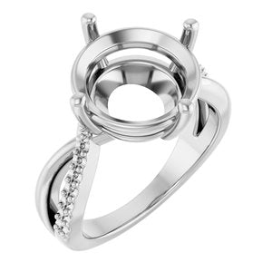 14K X1 White Gold 12 mm Round Ring Mounting – image 2
