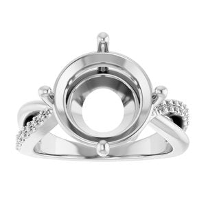 14K X1 White Gold 12 mm Round Ring Mounting – image 6