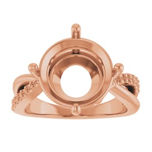 14K Rose Gold 12 mm Round Ring Mounting – image 6