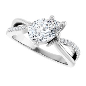14K White Gold 9x6 mm Pear Ring Mounting – image 8